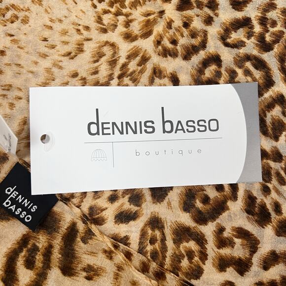 NWT Dennis Basso Brown & Tan Leopard Animal Print Lightweight Chiffon Scarf - Picture 4 of 4
